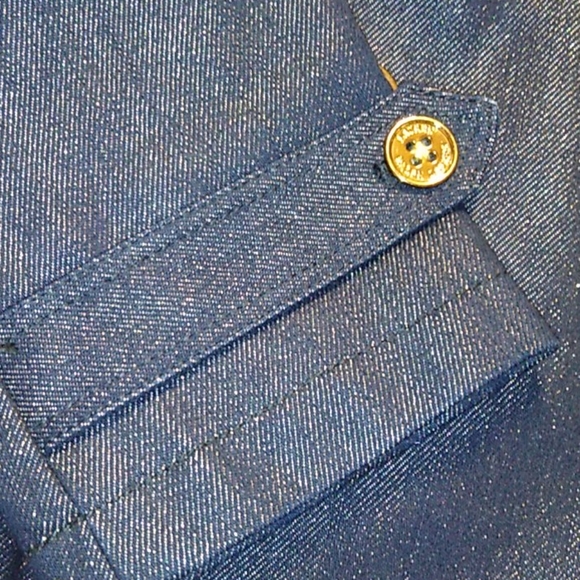 L NEW Lauren Ralph Lauren Moto Denim Jacket Double Breasted Lady's Small Petite - Picture 6 of 7